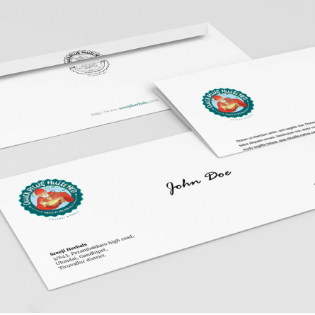 Stationary envelope mockup for Sreeji Herbals