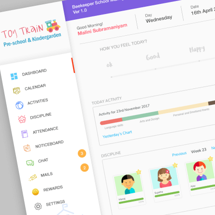 Toytrain School Management Dashboard screen